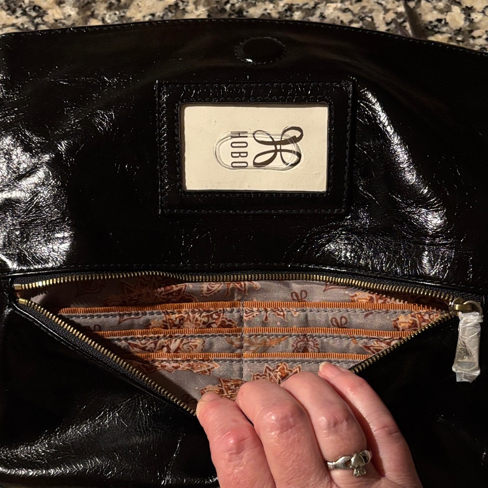 NWT HOBO Zeal Clutch Black Leather with Studded Detail - Picture 5 of 17